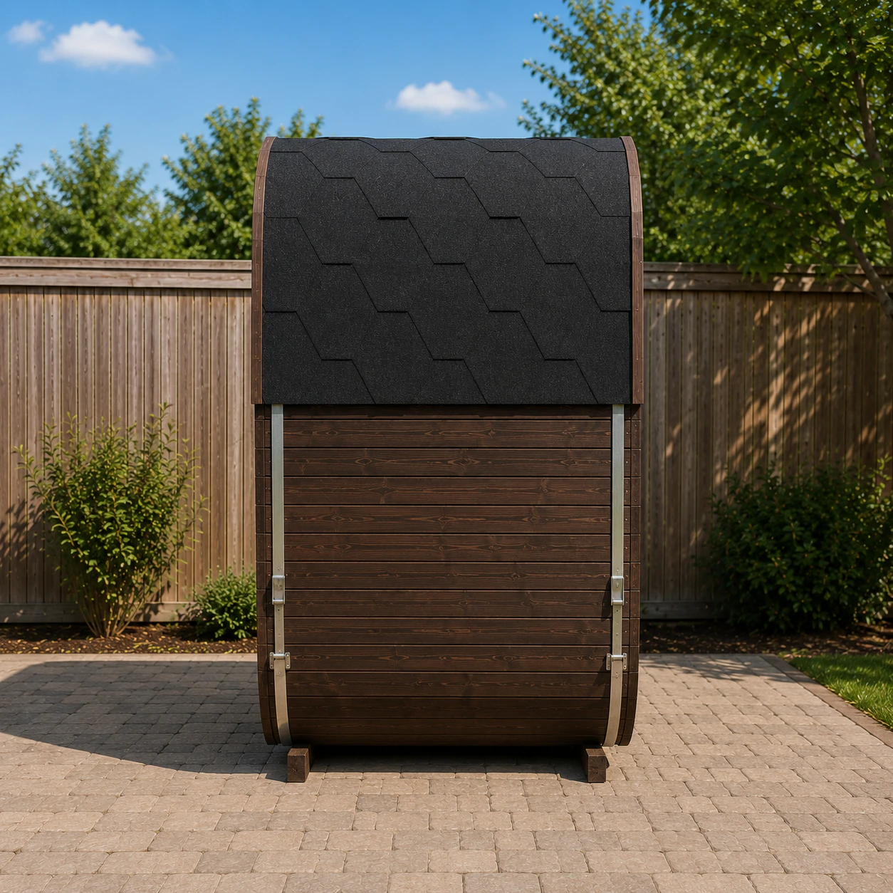 Sauna in einer Gartenanlage