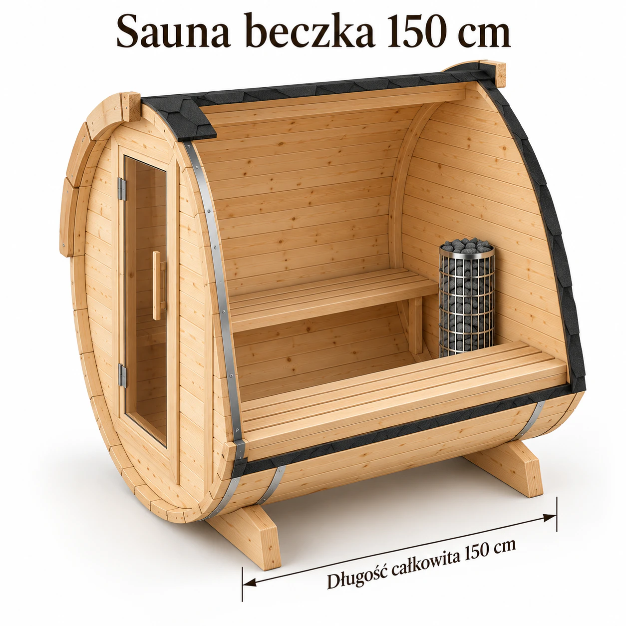 Fasssauna, Schnittansicht